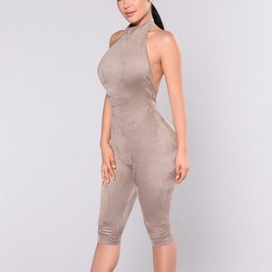 Taupe suede jumpsuit